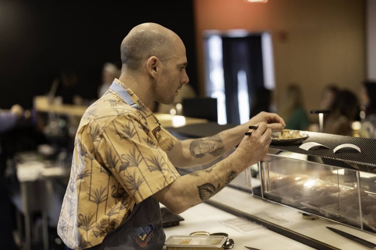 Chef Jake McDaniel at the sushi counter